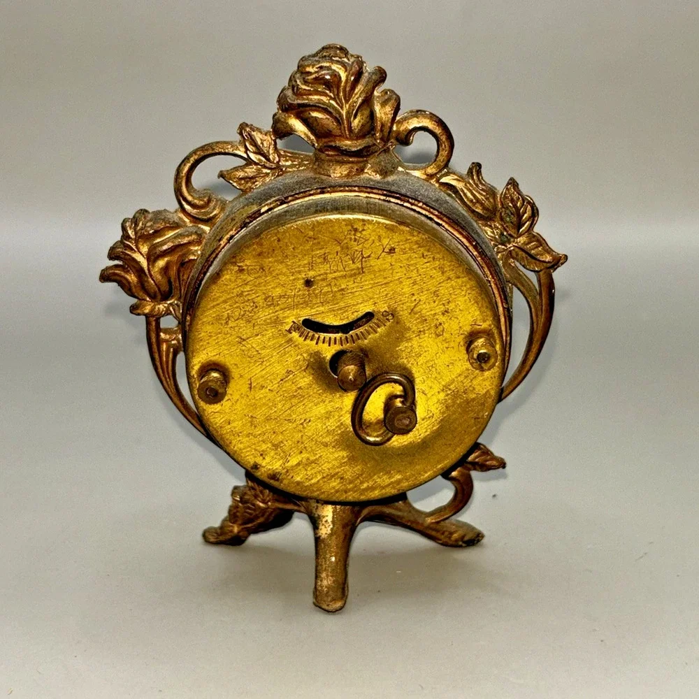 Jennings Brothers Ornate Gilt Metal Antique Clock 395